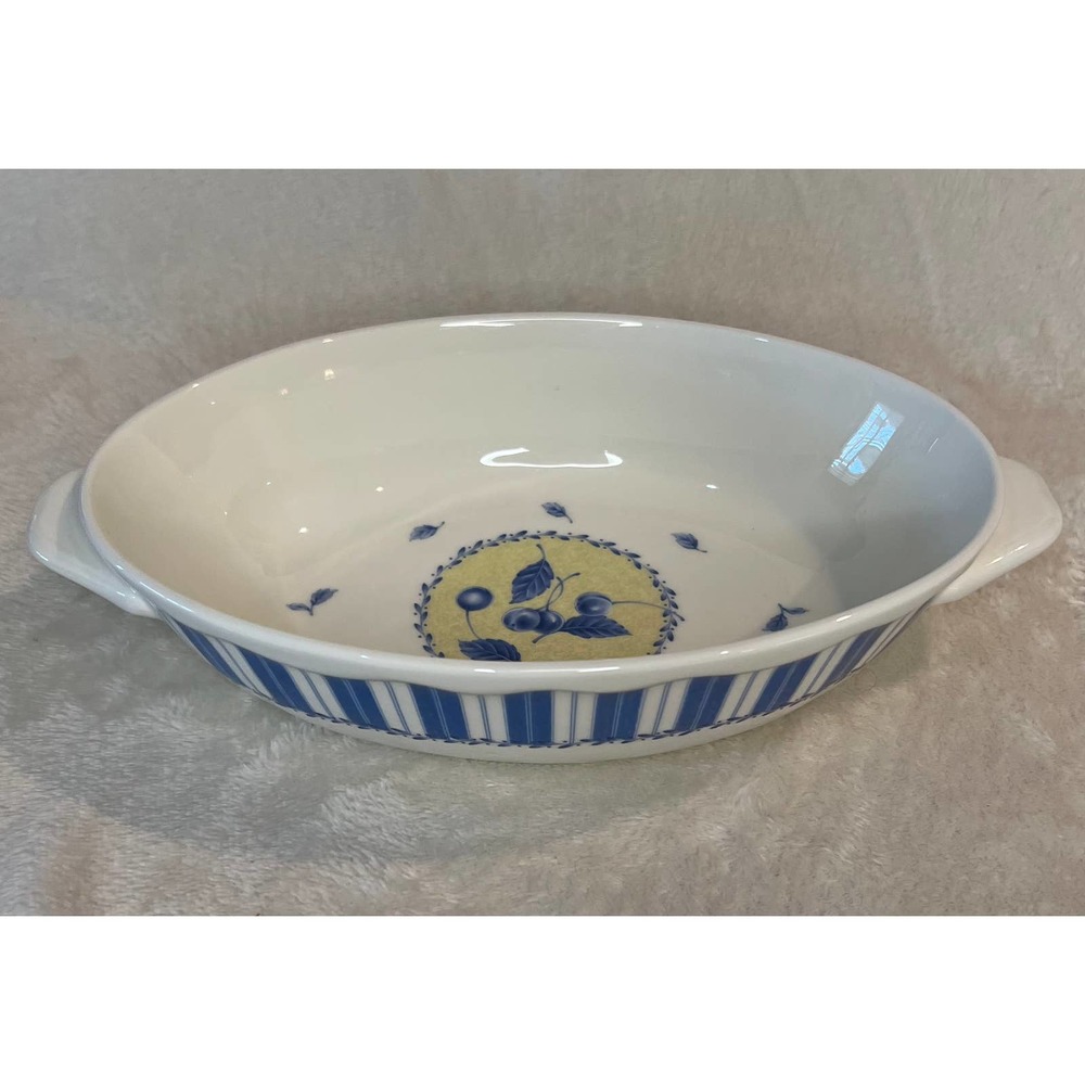 Noritake Casual Gourmet Blue 10" Oval Augratin Bowl Baker 7963 Sri Lanka